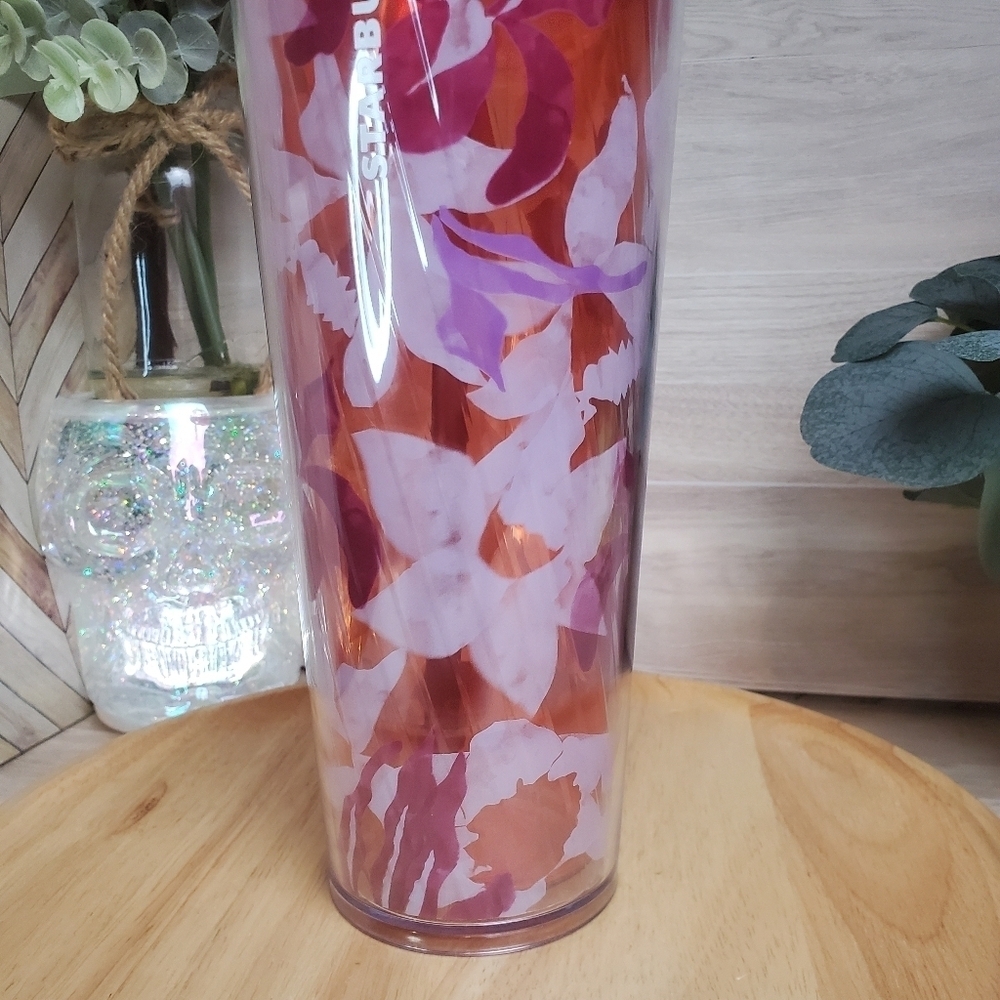 Starbucks Pink Floral Twist Cold Cup 24 oz Venti Limited Edition - Picture 2 of 9